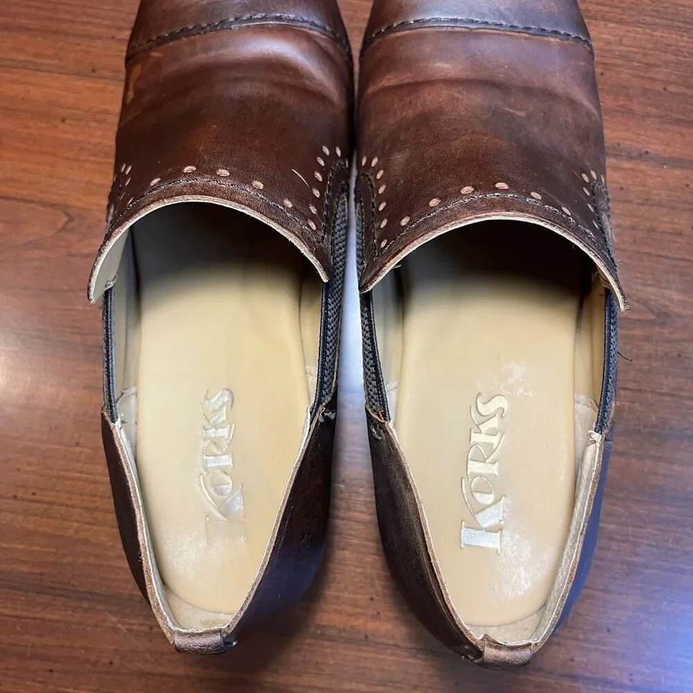 Korks Kork-Ease Gertrude Boots Slip-on Size 7.5 Brown Leather Western Distressed